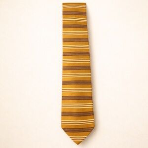 Jos A Bank Signature Collection 100% Silk Tie Made in Italy Gold Blue Stripe
